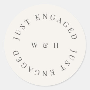 Minimalist ‘Just Engaged’ Sticker Warm White