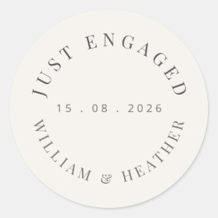 Minimalist ‘Just Engaged’ Sticker Warm White