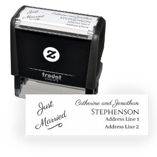 Minimalist Just Married Return Address Self-inking Stamp