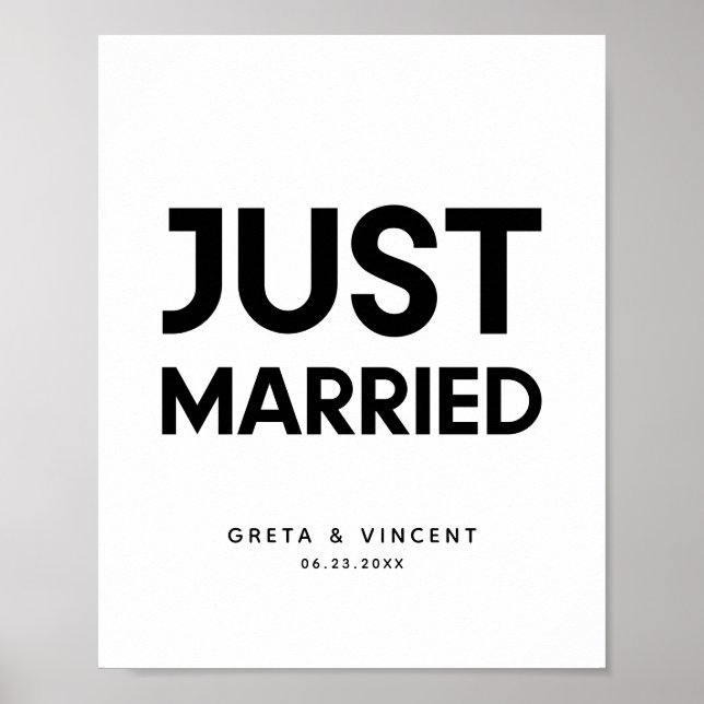 Minimalist Just married wedding sign (Front)