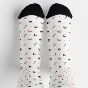 Minimalist Kawaii Sushi Pattern Cute Japanese Food Socks