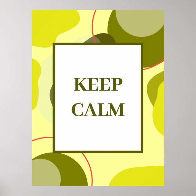 Minimalist "Keep Calm" Sage Yellow Abstract Art  Poster (Front)