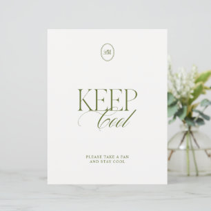 Minimalist Keep Cool Olive Green Wedding Sign