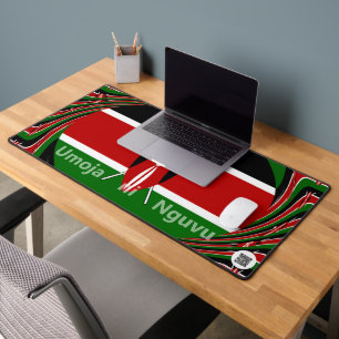 Minimalist Kenya Flag Umoja ni Nguvu Asili Green Desk Mat