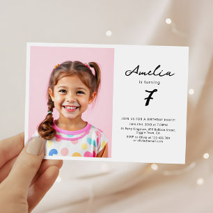 Minimalist Kids Birthday Party Photo Invitation