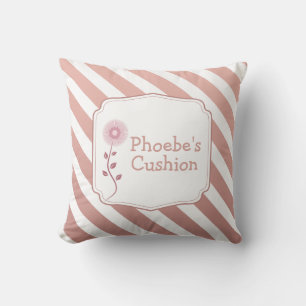 Minimalist Kids Rose Gold Stripes Customisable  Cushion