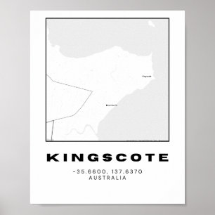 Minimalist Kingscote Map with Coordinates Poster
