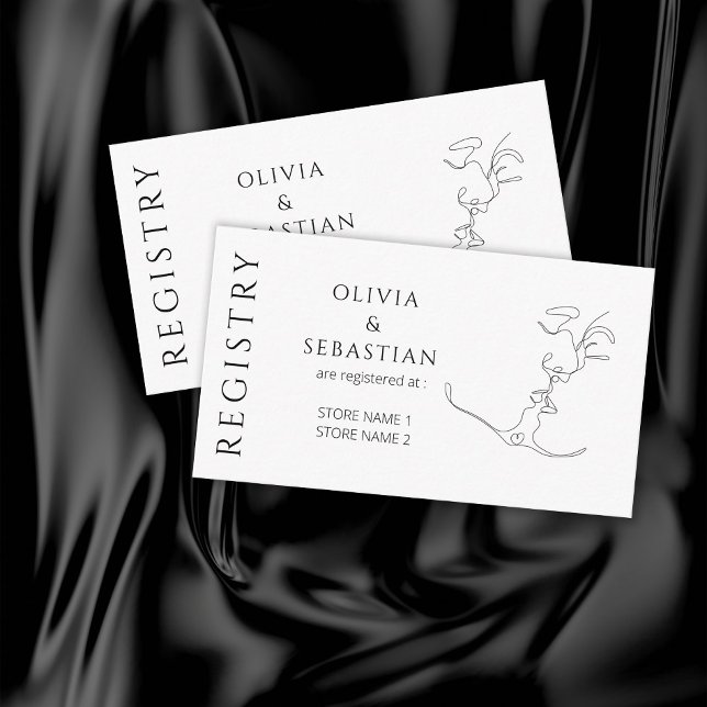 Minimalist Kissing Couple Wedding Gift Registry Enclosure Card (Creator Uploaded)