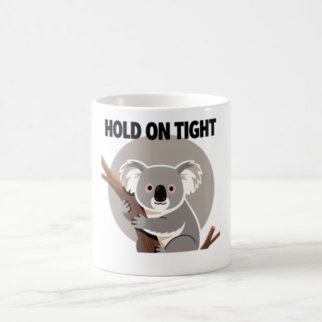 Minimalist Koala "Hold On Tight" Coffee Mug (Center)