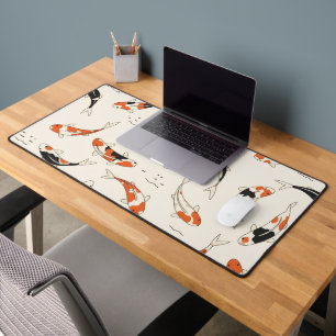 Minimalist Koi Fish - Japandi Water Element Desk Mat