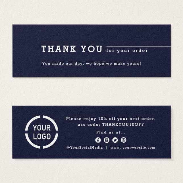Minimalist kraft business logo thank you insert (Front & Back)