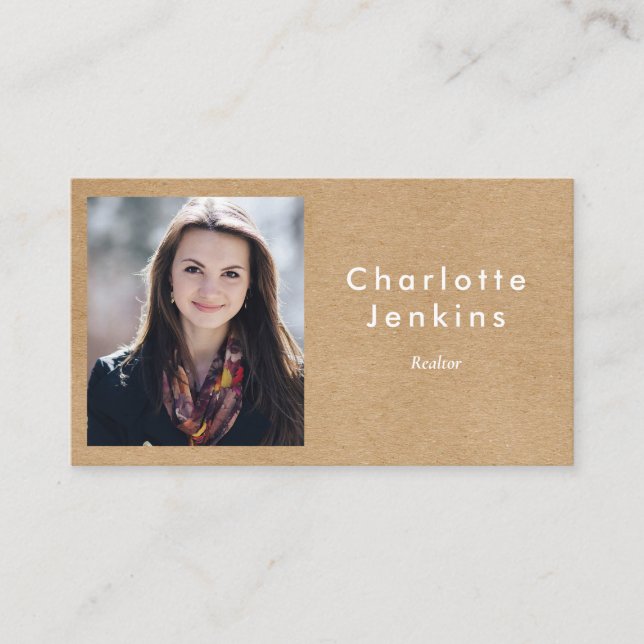 Minimalist Kraft Modern Professional Photo Business Card (Front)