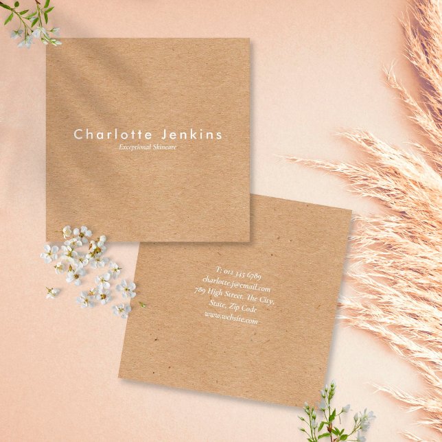 Minimalist Kraft Modern Professional Square Business Card (Creator Uploaded)