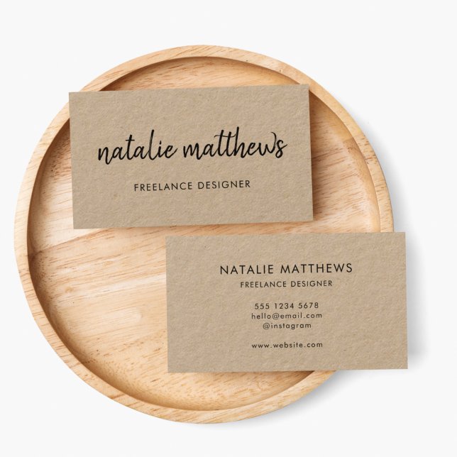 Minimalist Kraft | Modern Rustic Handwritten Business Card (Creator Uploaded)
