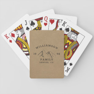 Minimalist Kraft Paper Family Cabin Mountains Playing Cards
