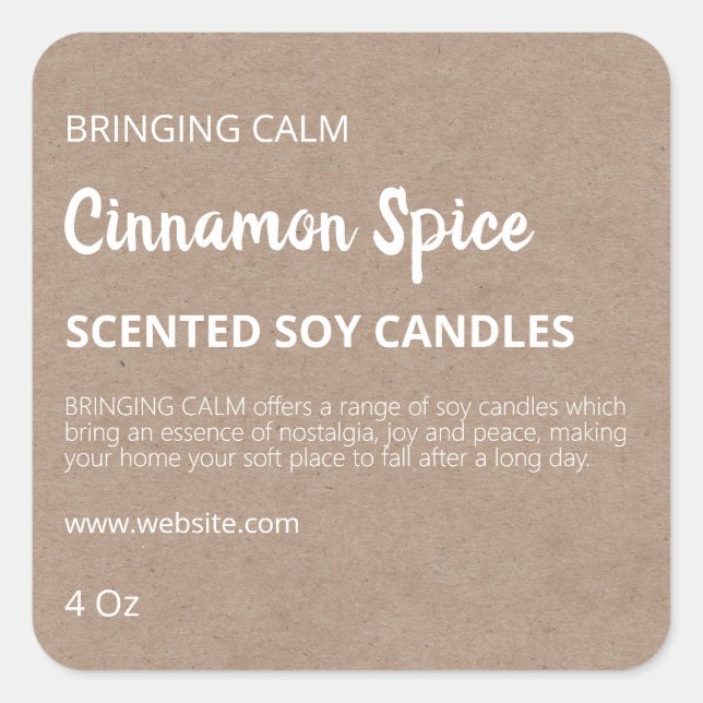 Minimalist Kraft Soy Candle Labels (Front)