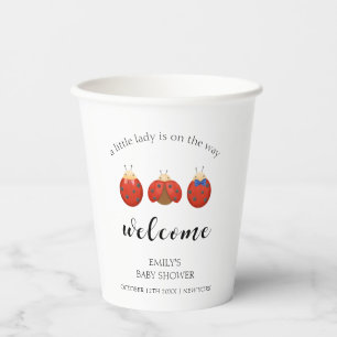Minimalist Ladybug Family Baby Shower Welcome Paper Cups
