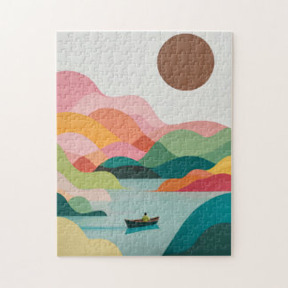 Minimalist Lake Landscape Puzzle - Serene Art
