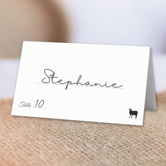 Minimalist Lamb Meal Option Table Number Place Card (Creator Uploaded)
