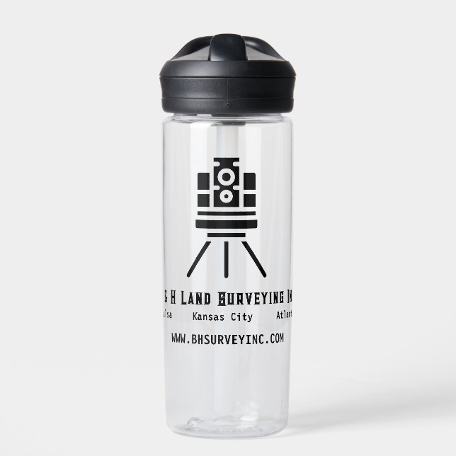 Minimalist Land Surveyor Business  Water Bottle (Front)