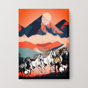 Minimalist Landscape Mountains & Running Horse -