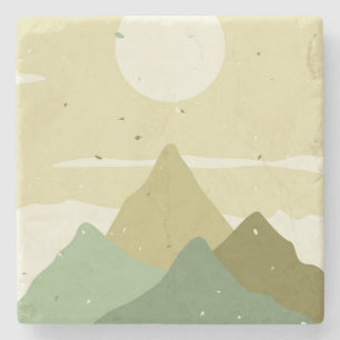 Minimalist landscape stone coaster