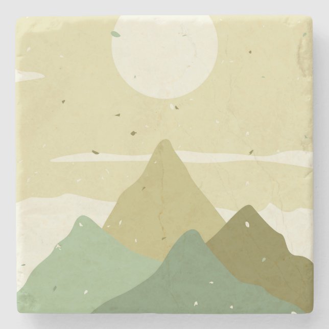 Minimalist landscape stone coaster (Front)