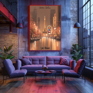 Minimalist Las Vegas Skyline – Neon City Art Poster
