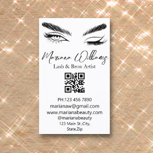 minimalist lash and brow artist qr code simple business card