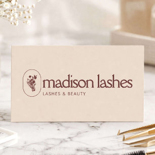 Minimalist Lash Artist Beauty Branding Warm Taupe Business Card