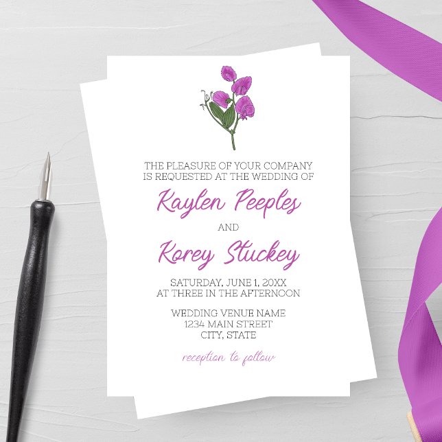 Minimalist Lathyrus Wedding Invitation (Creator Uploaded)