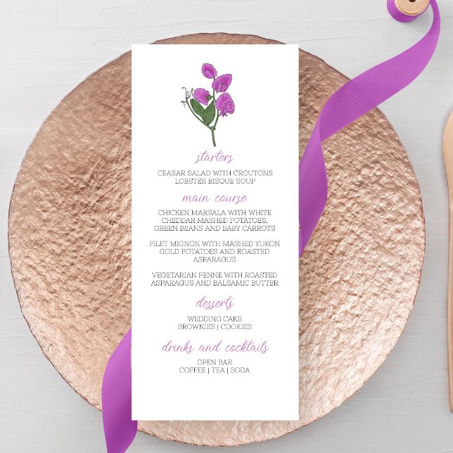 Minimalist Lathyrus Wedding Menu (Creator Uploaded)