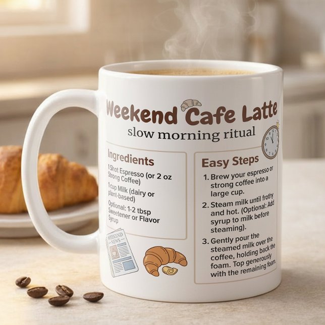 Minimalist Latte Weekend Recipe Guide  Coffee Mug (Creator Uploaded)