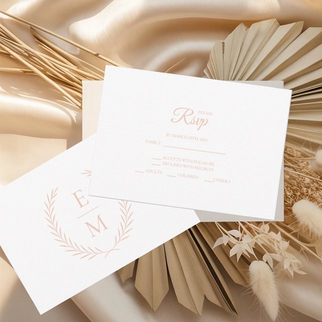 Minimalist Laurel Monogram Wedding RSVP Cards (Creator Uploaded)