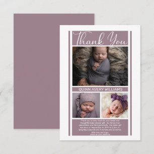 Minimalist Lavender Baby Shower Girl Thank You Card