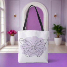 Minimalist Lavender Butterfly Watercolor Tote Bag