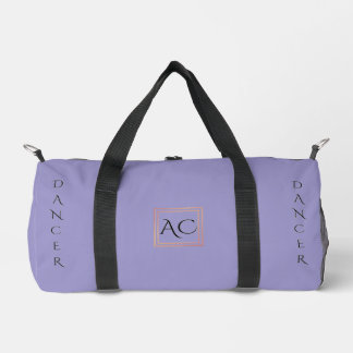 Minimalist Lavender Custom Name & Monogram Duffle Bag