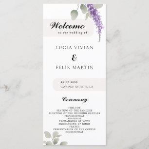 Minimalist Lavender Eucalyptus Wedding Program