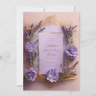 Minimalist Lavender Flower Wedding Invitation