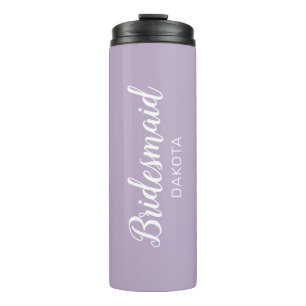 Minimalist Lavender Purple Bridesmaid Name Thermal Tumbler