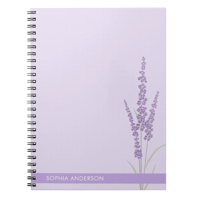 Minimalist Lavender Purple with name Notebook (Front)