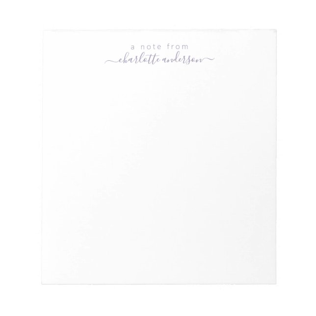 Minimalist Lavender Script Lettering Personalised  Notepad (Front)