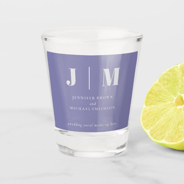 Minimalist Lavender Silver Drink Wedding Party Shot Glass (Front)