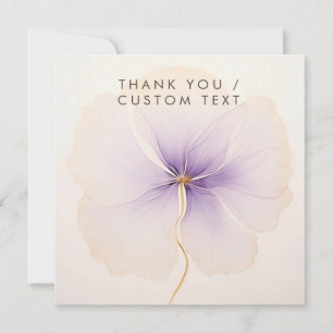 Minimalist Lavender Watercolor Gold Flower Thank You Card