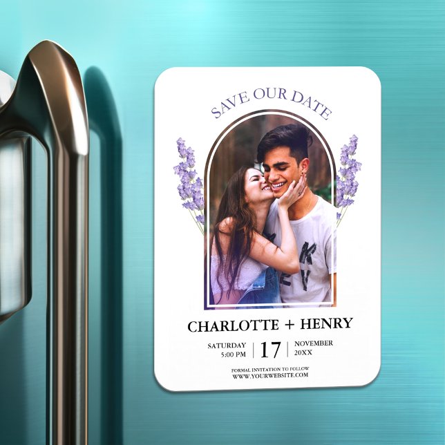 Minimalist Lavender Wedding Save The Date Photo Magnet (Creator Uploaded)