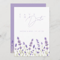 Minimalist Lavender Wildflowers Initials Wedding
