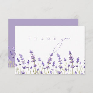 Minimalist Lavender Wildflowers Initials Wedding Thank You Card