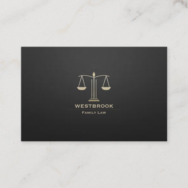 Minimalist Law business card black and gold (Front)