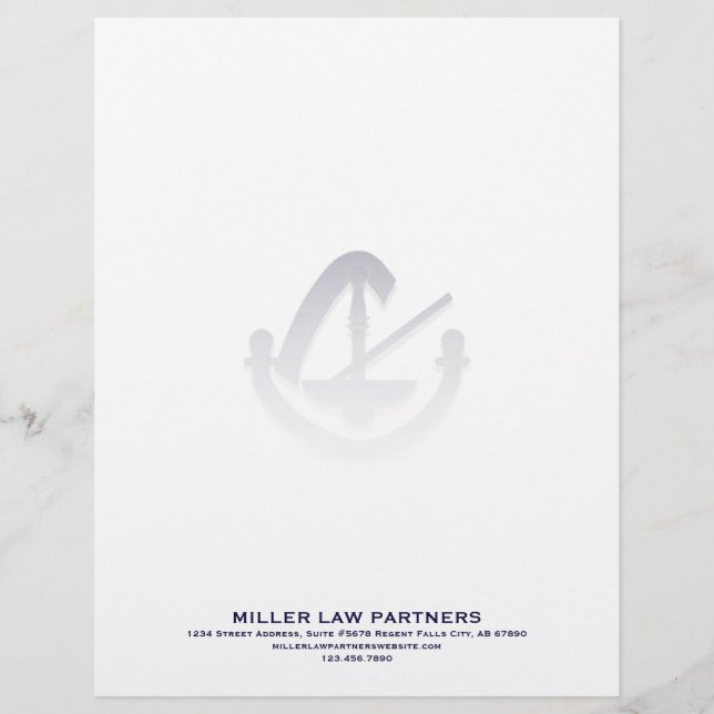 Minimalist Law Firm Letterhead Navy Typography (Front)