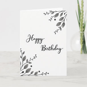 Minimalist Leaf Birthday Card